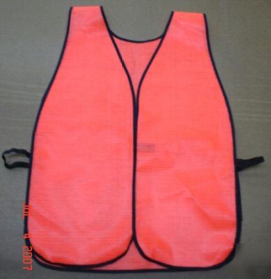 12 safety vests orange-red mesh no stripes for day use 