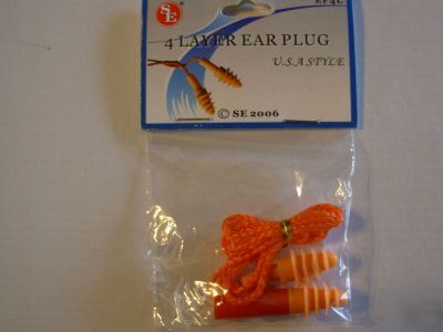 2 pairs of unopened orange 4 layer ear plugs w cord
