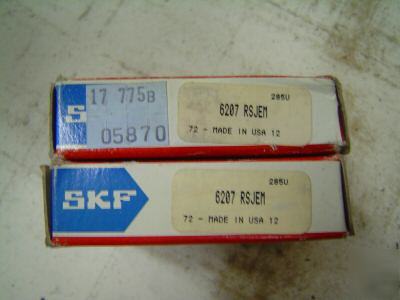 2 skf single row ball bearings 6207 rsjem