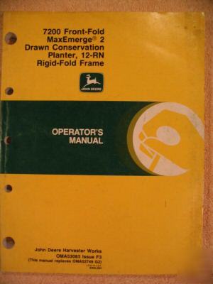 John deere 7200 12N front-fold drawn planter ops manual
