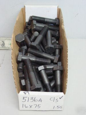 M16 - 1.5 x 75 mm metric bolts grade 8.8, qty (5)