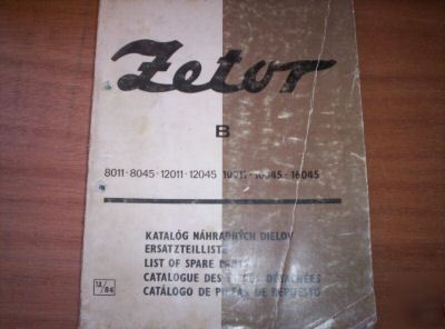 Zetor 8011 to 16045 tractor parts catalogue