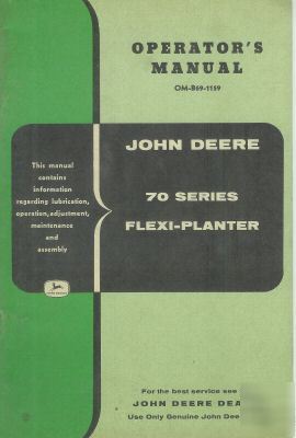John deere 70 series flexi-planter operator's manual