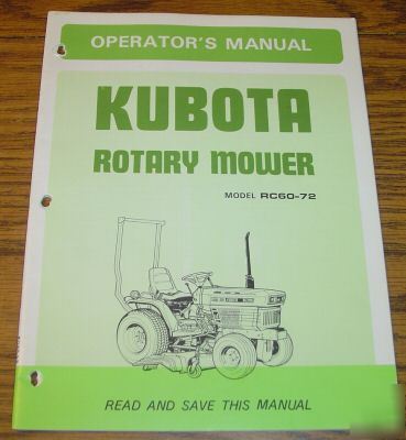 Kubota tractor RC60-72 rotary mower operator's manual