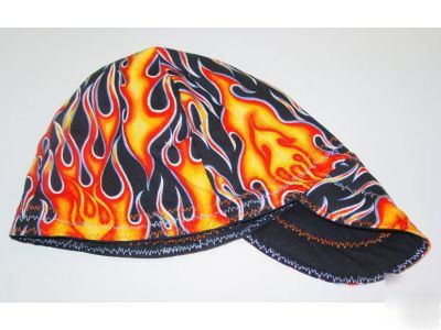 Hot shot fiery flames welding hat 7 1/2 hats fitter cap