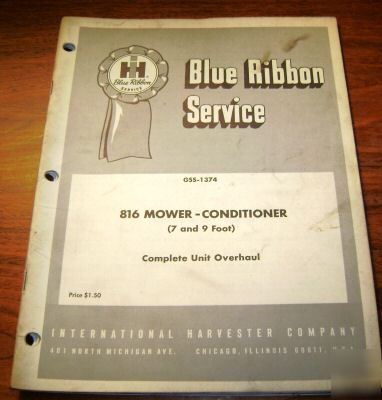 Ih 816 mower conditioner service manual international