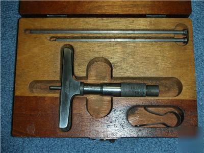 Lufkin #513 depth micrometer+case 0-3 with 3 inch base