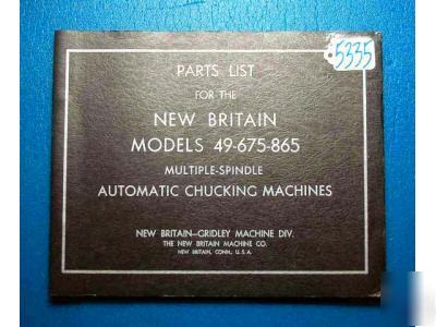 New britian parts list models 49-675-865 chucking machs