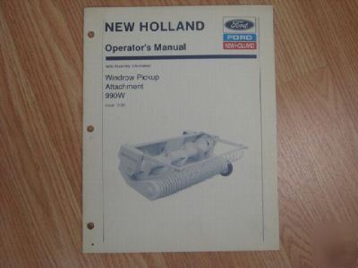 New holland 990W windrow pickup attach operators manual