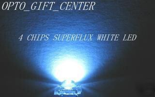 New 30PCS 5CHIPS white superflux led 100MA@45000 mcd
