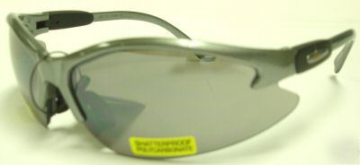 Cougar safety glasses dark silv frame smoke mirror lens