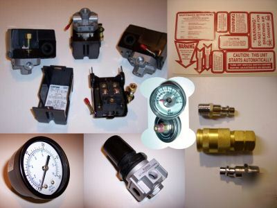 Pressure switch, gauge, couplings, regulator, label kit