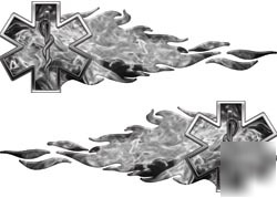 Flaming star of life decals 89S inf gray reflective