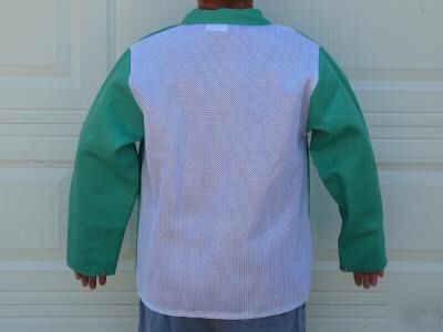 New green cotton welding jackets 2 ea size xl - 