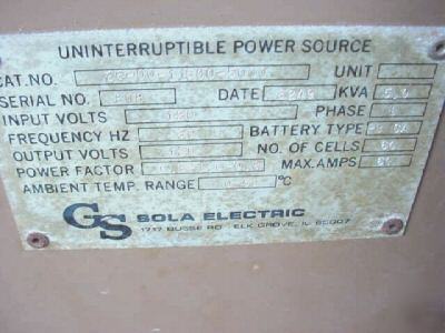 Sola 5 kva ups/ uninterruptable power supply/ 120 volt