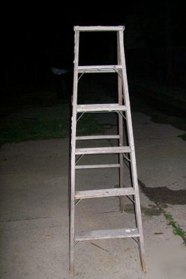 Antique heavy duty industrial style wood ladder