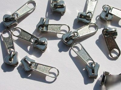 #5 molded plastic zipper sliders long-pull nickel 50PC