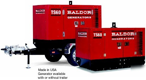 Baldor 60 kva kw industrial towable diesel generator