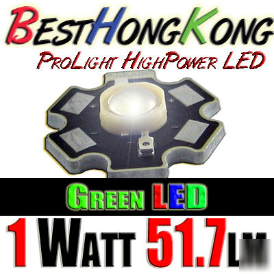 High power led set of 2 prolight 1W green 51.7 lumen