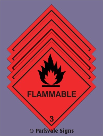 Pack of 5 flammable stickers (1307)