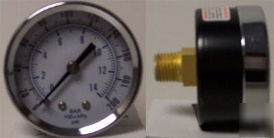 Air compressor pressure gauge 2IN 200PSI back mounted