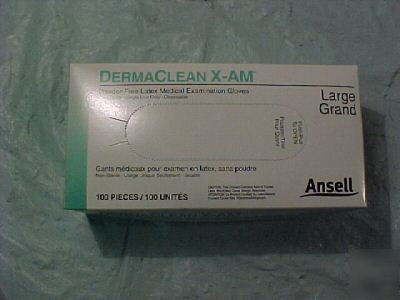 Derma clean powder free latex medical exam gloves x-am