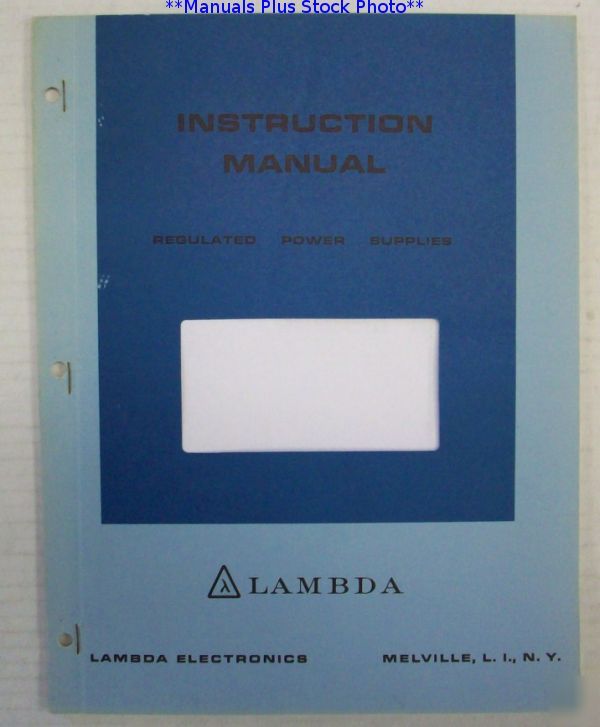Lambda lv-ee series op/service manual - $5 shipping 