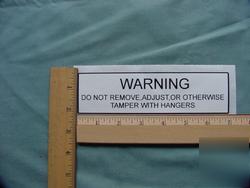 Lot 25 warning do not tamper with hangers decals labels