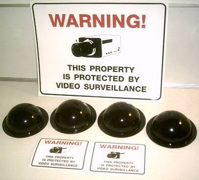 Fake cctv dome dummy security camera+stickers+sign lot