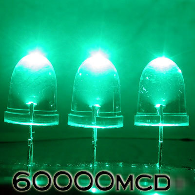 Green led set of 5000 super bright 10MM 60000MCD+ f/