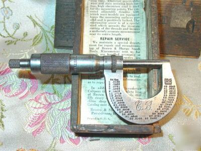 Antique brown & sharpe micrometer original box & anvil