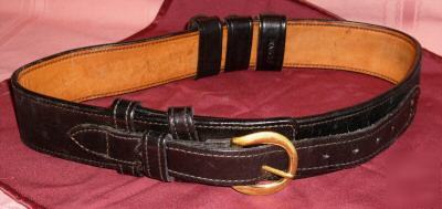 Bianchi 'strong' black leather duty police belt sz 32