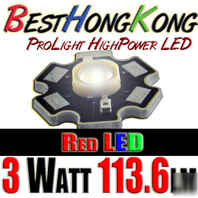 High power led set of 500 prolight 3W red 113.6 lumen