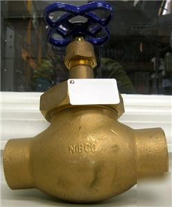 Nib co brass 2 1/8 gate valve sweat - new old stock