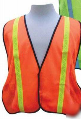 Orange safety vest with reflective stripes, lot of 20