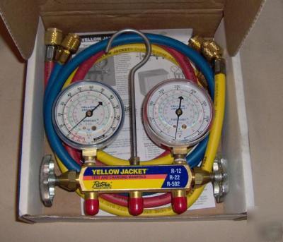 Ritchie, yellow jacket, charging manifold w/3- 3' hoses