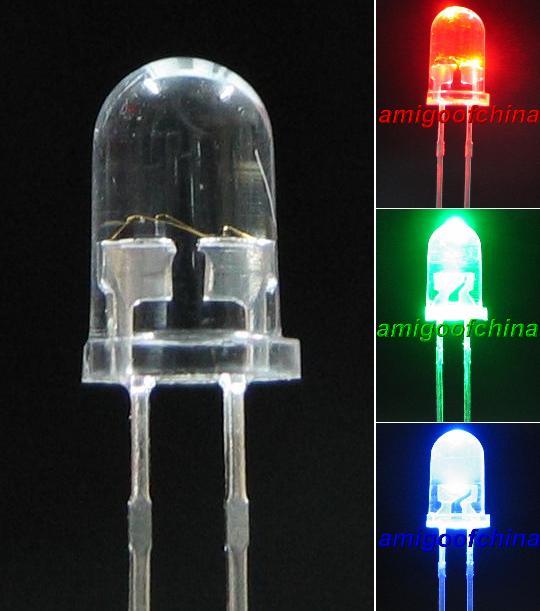 10X 5MM rgb rinbow fast flash led bulb free resistors