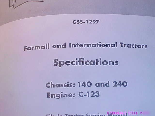 Ih 140 240 tractor c 123 engine specifications manual