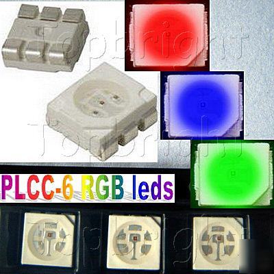 50 pcs plcc-6 3-chips manual control smd smt rgb led