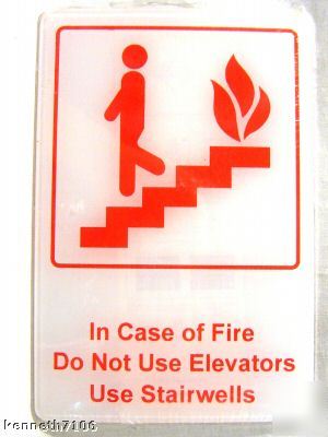 Fire do not use elevators stairs 6X9 self stick sign fs