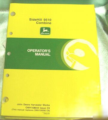 John deere sidehill 9510 combine operator's manual