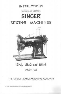 Singer 151W1 industrial sewing machine adjuster manual