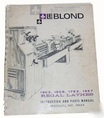 Leblond regal lathe instruction &parts manual