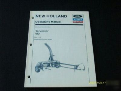 New holland 790 forage harvester operator manual