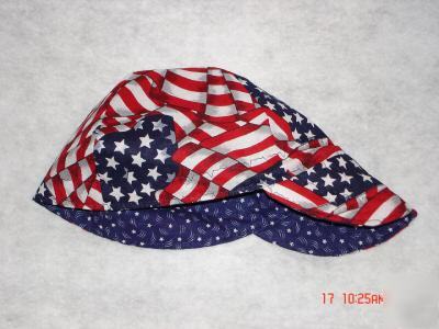 Welding cap hat beanie style reversible - america flag