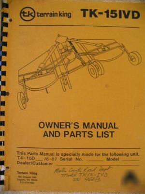 Alamo terrain king tk-151VD mower operator parts manual