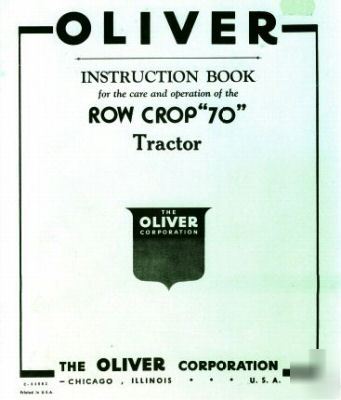 Oliver row crop 70 tractor operators service manual
