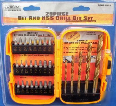29PC professional hss drill bit & screwdriver bit set