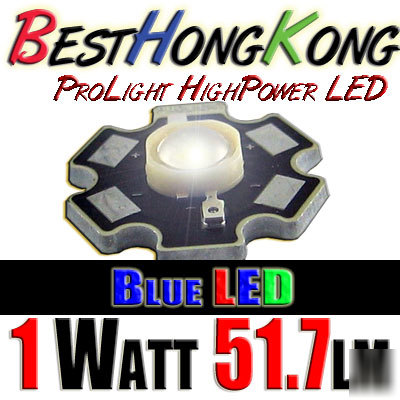 High power led set of 100 prolight 1W blue 51.7 lumen