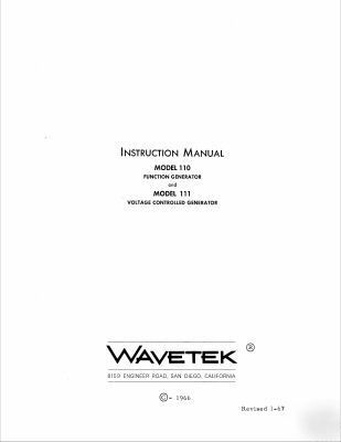 Wavetek model 132 operation & service manual